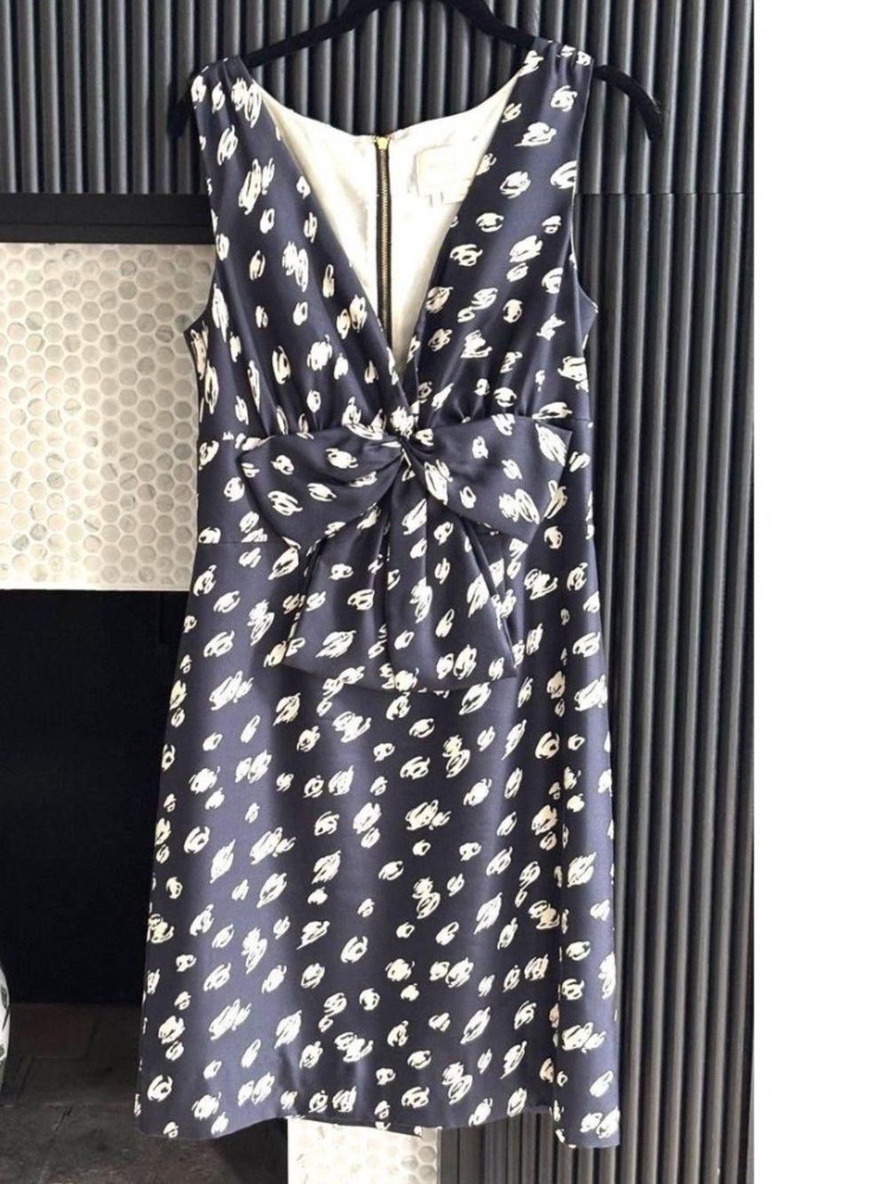 Kate Spade Navy White Silk Dress Coquette Preppy Old Money Size 6